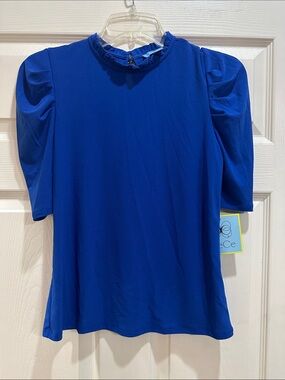 CECE Women’s Royal Blue Ruffle Neck Top